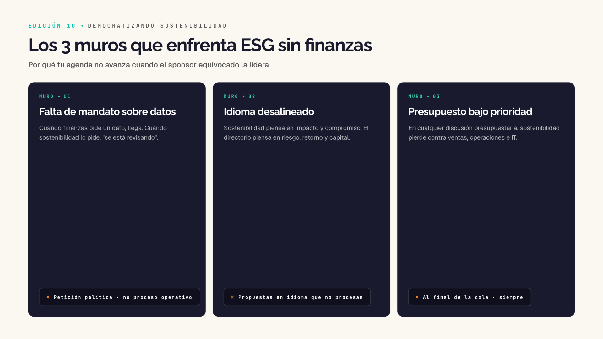 Los tres muros que enfrenta el equipo de sostenibilidad