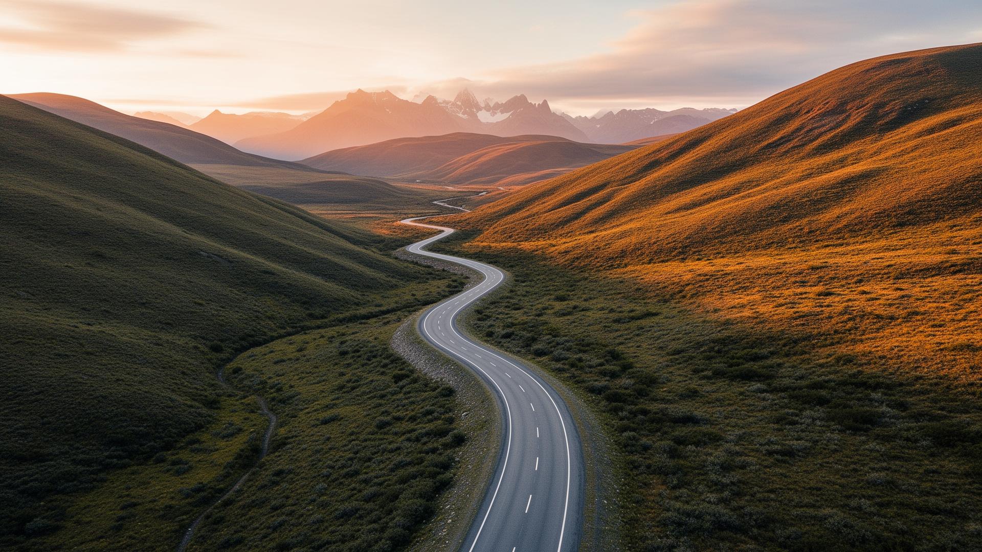 Natural trail in Latin American mountains at sunset